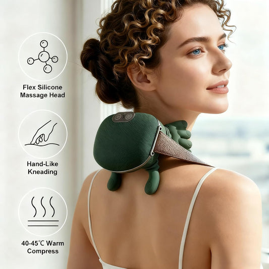 Shoulder and Neck Massager, Bionic Heated Massager, Neck Massager with Fingers, 4D Kneading Massage, Simulates a Real Palm Massage for Comfort, Relax Muscle Tension