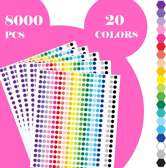 10000 PCS Small Dot Stickers 1/4" Round Color Coding Labels Circle Sticker | 20 Colors Dot Label Sticker Small Mini Stickers Colored Dot Stickers for Office,Classroom