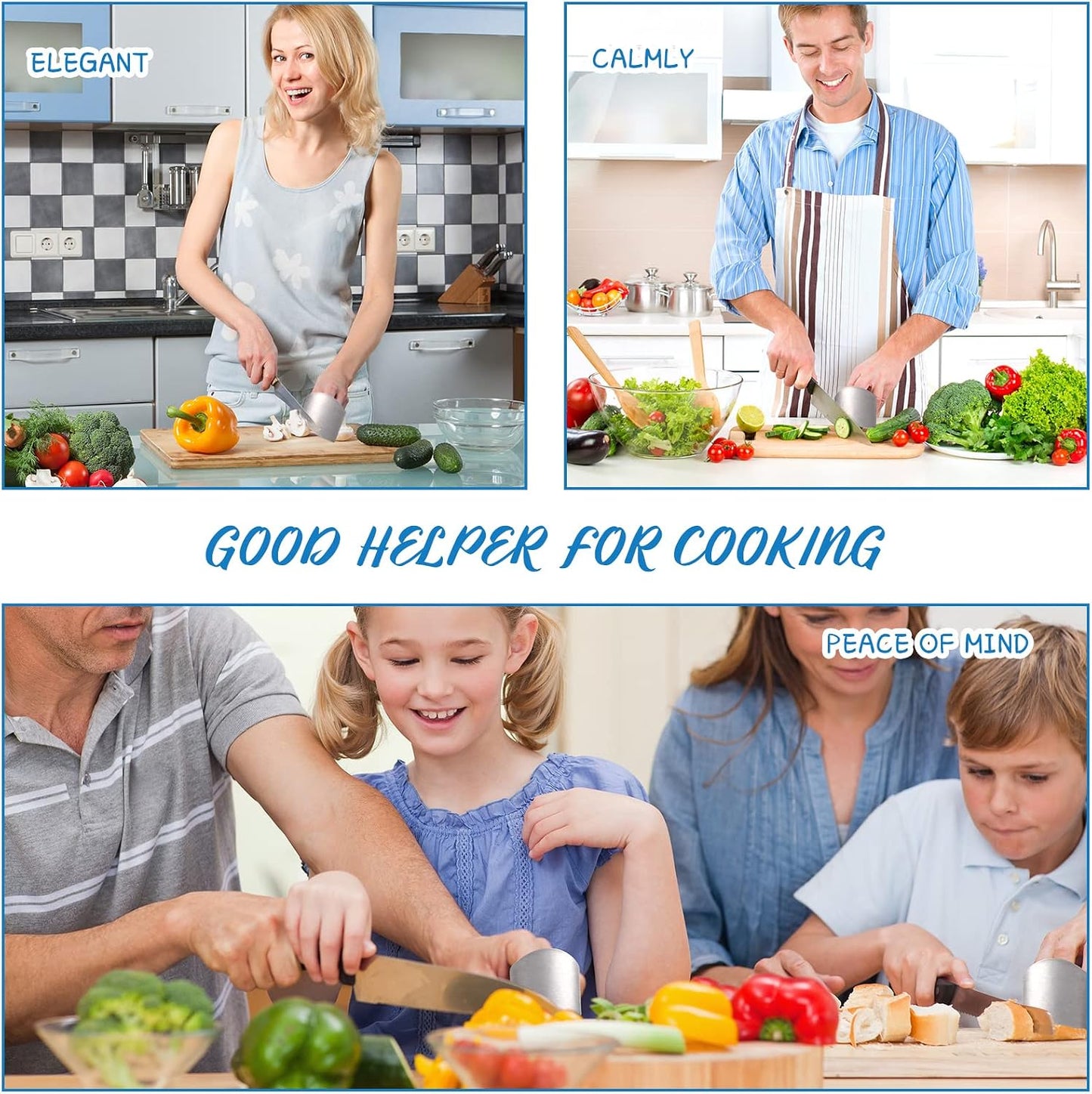 Raiten 9 Pcs Finger Guard Set for Cutting Include 4 Stainless Steel Knife Cutting Protector 2 Thumb Guard Protector 2 Finger Cots Potato Butter Lettuce Crinkle Cutter for Cutting Food to Avoid Hurting