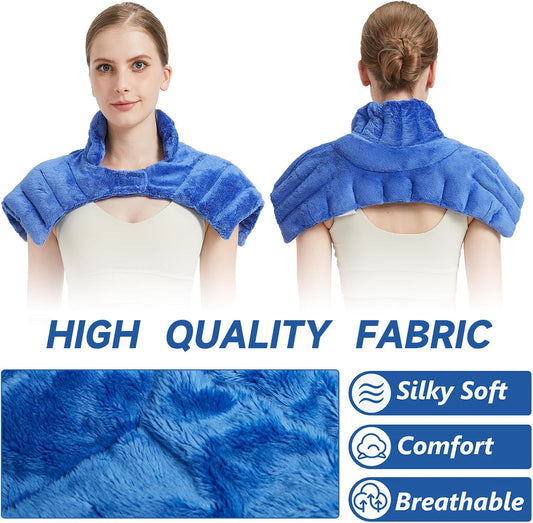 Microwavable Heating Pads, Microwave Heating Pad for Neck and Shoulders, Heated Neck Wrap, Wearable Neck Warmer Microwavable, Hands-Free Weighted Shoulder Wrap for Relax and Soothing