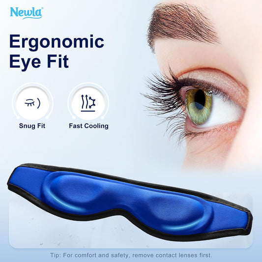 Contoured Cooling Gel Eye Mask: Ice Cold Compress for Puffy Eyes, Dark Circles, Sinus Pain & Surgery Relief, Reusable Therapy, Fits All Head Sizes, Daily Eye Care, Relaxation Beauty Gift, Blue