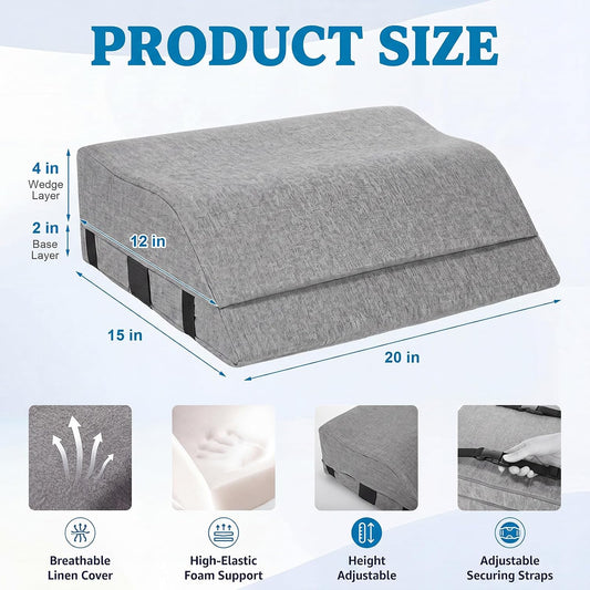 Adjustable Recliner Leg Rest Cushion Leg Elevation Pillow Linen Foot Rest Cushion Legs Wedge Pillow for After Surgery Sleeping Chair Bed Sofa Couch Blood Circulation