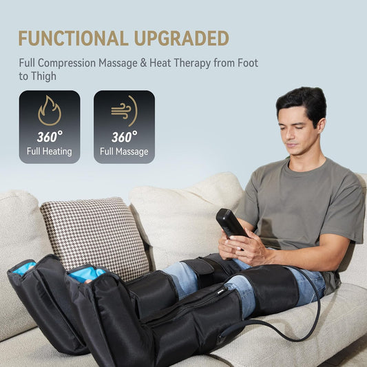 FIT KING Leg Compression Massager with Heat for Circulation and Pain Relief