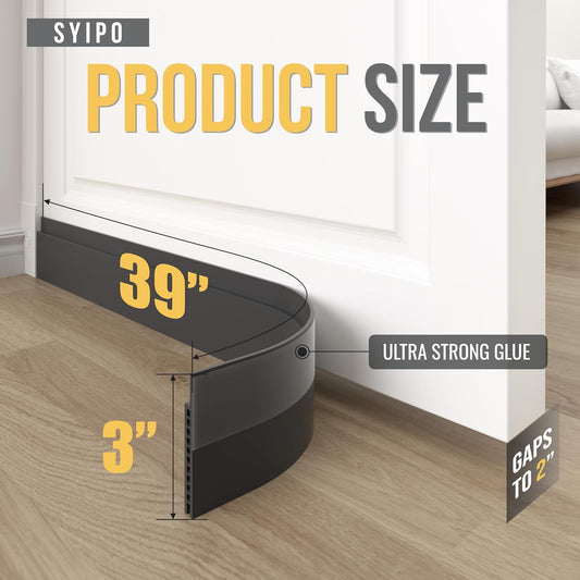 Door Draft Stopper for Huge Gap,3" W x 39" L Adjustable Widened Under Door Seal for Exterior/Interior Doors,Under Door Draft Blocker Soundproof/Insulator Door Sweep Weather Stripping,1 Pack White