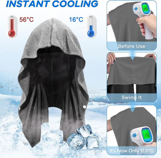 Cooling Hoodie Towel 3 Pack, Quick Drying Cooling Neck Wraps