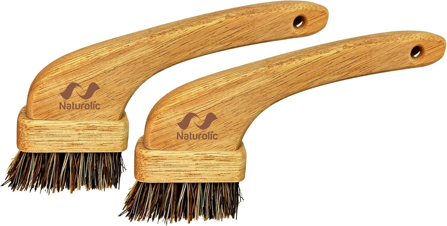 All-Natural Grout Brush Set | Wooden Cleaning Brush for Tile and Floor | Durable Floor Scrubber for Bathroom and Kitchen | Eco-Friendly Household Cleaning Tools
