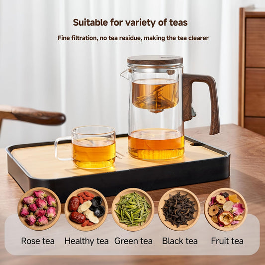 23oz Magnetic Glass Teapot, Enchanti Tea Pot,Glass teapot with infuser,Tea Water Separation, One Touch Automatic Water Discharge, All Glass Inner Liner, High Borosilicate Glass Tea Infuser