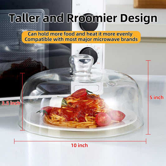 EliteVibe All Glass Microwave Cover, 10" Microwave Splatter Cover for Food