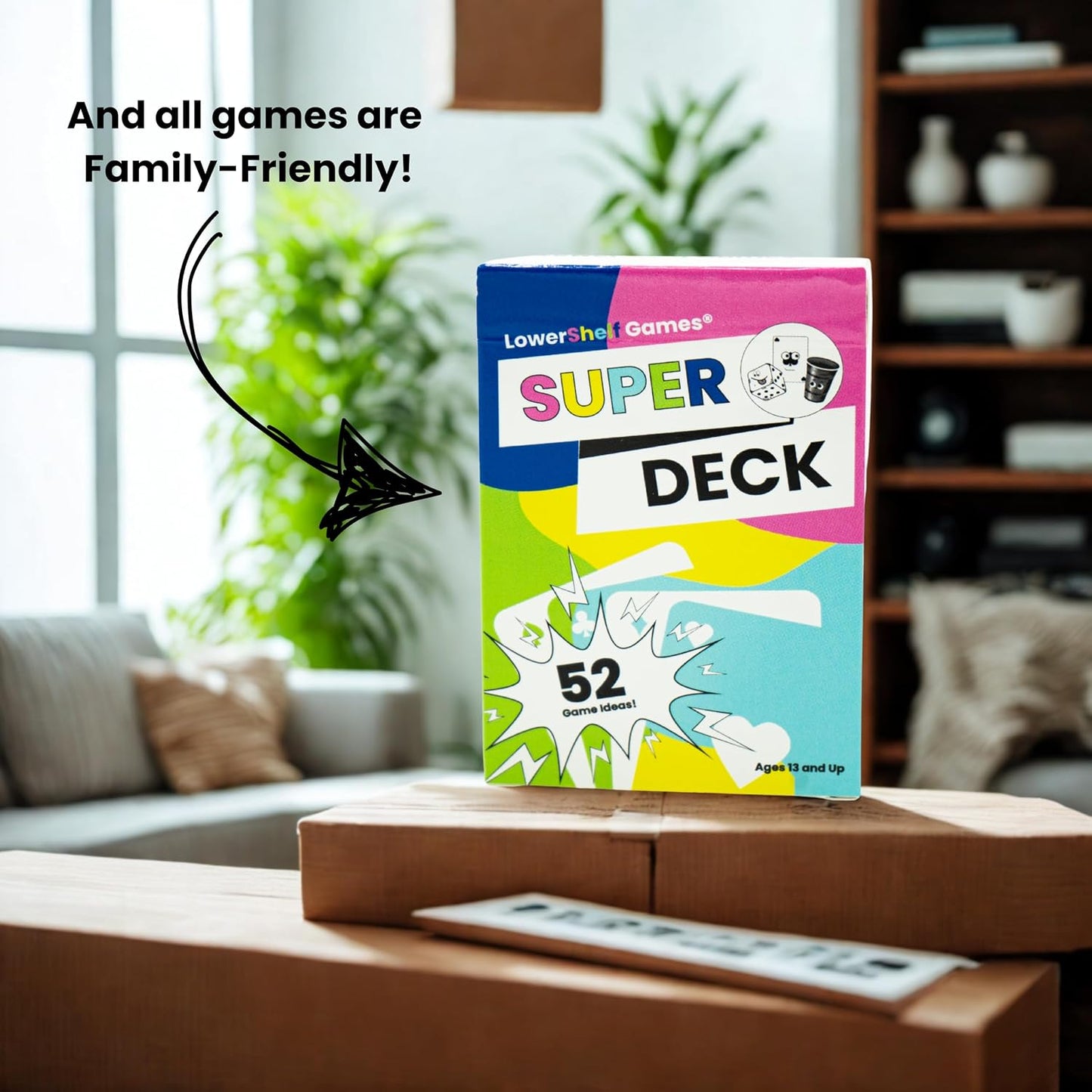 Super Deck, 52 Family Card Games with QR Code Tutorials, Interactive Playing Cards, Ages 13+