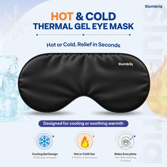 Cooling Eye Mask for Sleeping, Reusable Hot & Cold Gel Eye Mask with Adjustable Strap, Soft Silk Sleep Mask, Cooling Gel Eye Mask, Wide Coverage Ice Eye Mask for Travel, Women & Men