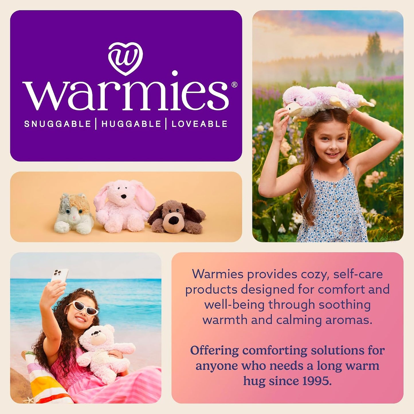 warmies x Hello Kitty - Microwavable & Weighted Stuffed Animals, Kuromi - Heated Stuffed Animal Plushie for Warmth & Comfort - Scented Soft Plush Toys for Adults & Children (Boys & Girls)