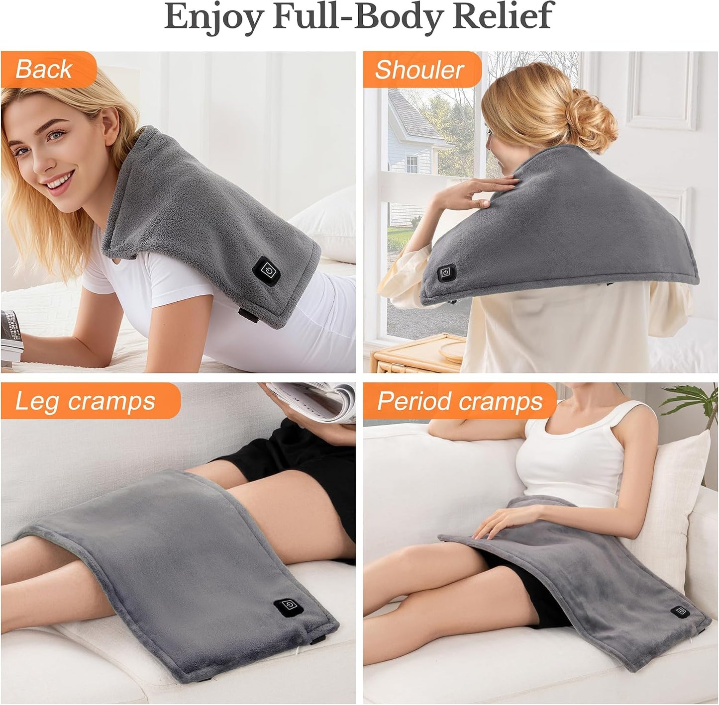 Cordless Heating Pad for Back, Rechargeable Electric Heat Wrap | Wearable Heat Wrap With Adjustable Straps, 15000Mah Battery, 3 Heat Settings And Auto Shut-Off For Home, Office And Travel.