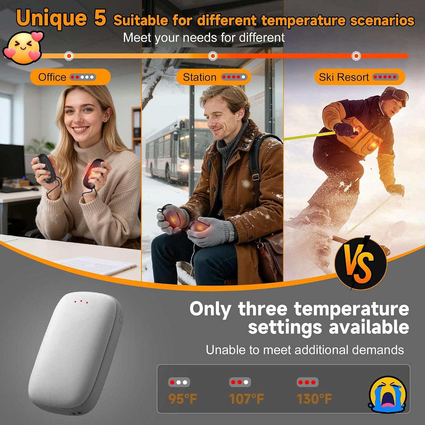 Hand Warmers Rechargeable 2 Pack, AI Smart 1s Fast Heated, 6-24 Hour Dual-Sided Safety Long Heat, Fast Heating Level 5, Electric Hand Warmers with Type-C Cable, Hunting Essentials Ski Camping Gifts
