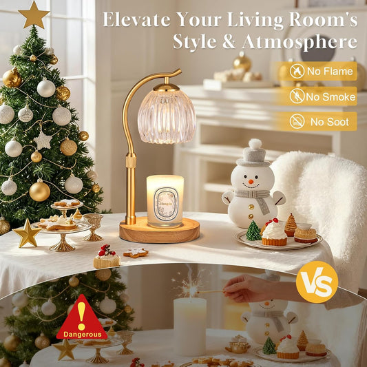 Flower Candle Warmer Lamp with 2 Bulbs- Cozy Home Decor