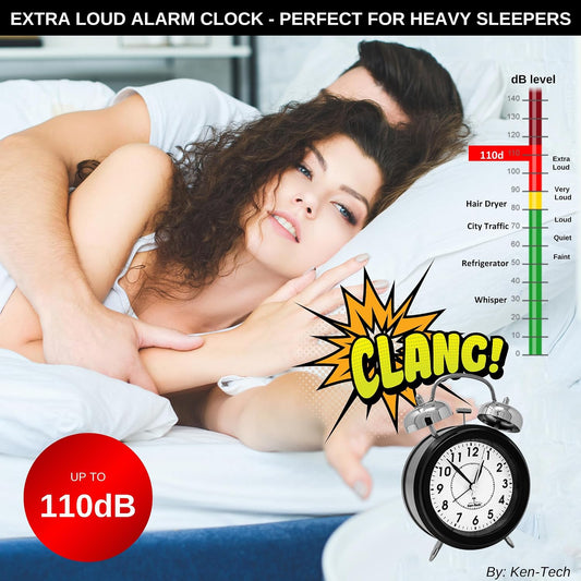 Atomic Retro Twin Bell Alarm Clock Alarm Clocks for Bedrooms. Loud Alarm Clock for Heavy Sleepers Perfect for Bedroom, Desk, and Office. Set time Automatically.