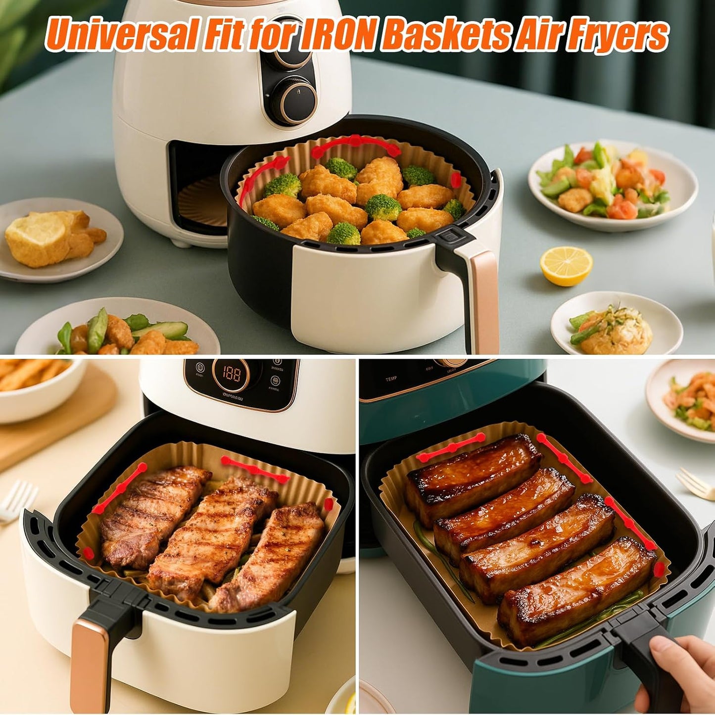 12PCS Air Fryer Magnets Silicone Buckle for Parchment Paper Liners | High-Temp Resistant Air Fryer Accessories, Prevent Burning, Safely Lock Paper from Heating Element or Covering Food (Red)