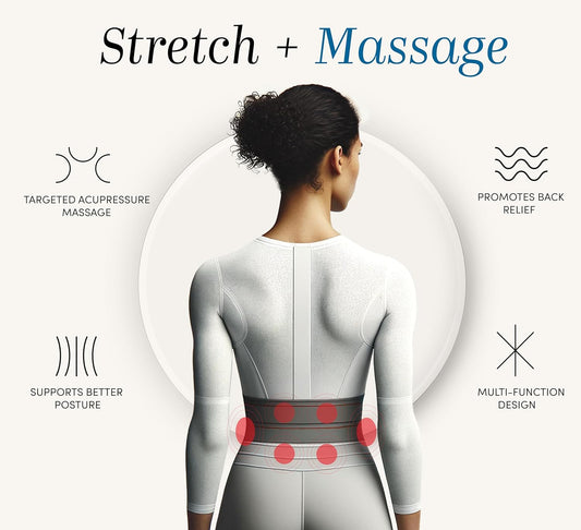 Halo Lumbar Massage Stretcher with 8 Acupressure Nodes for Waist, Hip, and Back Pain Relief, Ergonomically Designed for Active Stretching, Recovery Gift