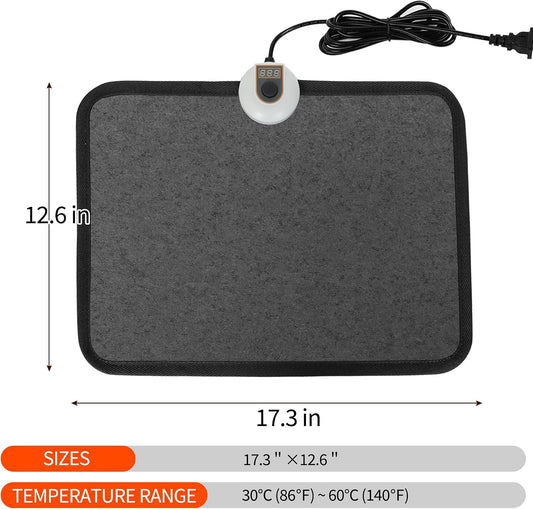 Heated Floor Mat Under Desk for Foot Warmer - 7 Temp Settings & 55w Heating Pad - Heated Feet Rest for Home Office Desk,Energy Saving Feet Warmers for Home/Work/Office - Black