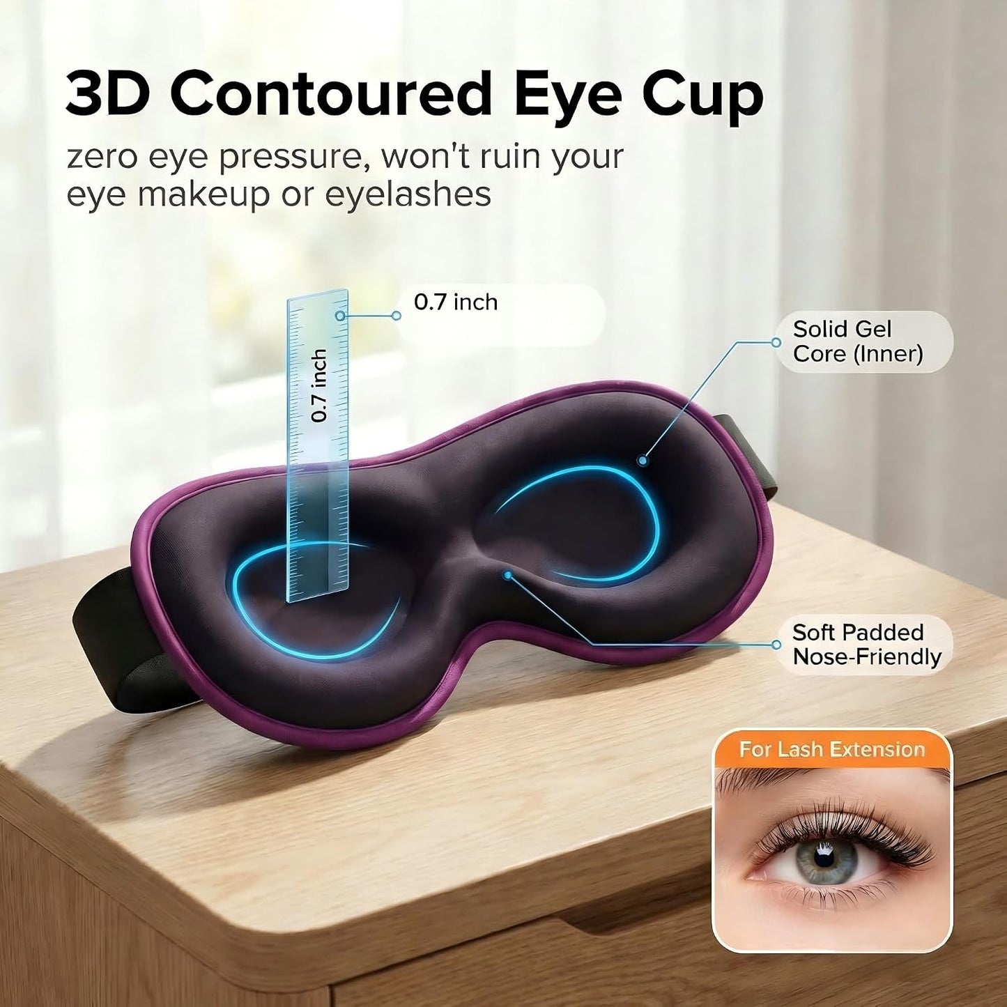 3D Cooling Gel Weighted Eye Mask for Sleeping, 100% Blackout Sleep Mask | FSA Eligible Items HSA, 6oz Gel-Weighted, No Eye Pressure, Cold Relief for Puffy Eyes, Migraines, After Surgery & Travel Gift