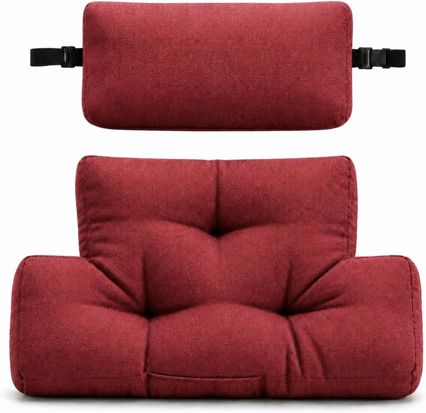 2 Piece Neck Pillow and Lumbar Support Back Cushion Set for Recliner, Beige | Adjustable Headrest with straps, Comfort Back Pillow with High-Density Foam for Recliners, Glider & Office Chairs, Sofa