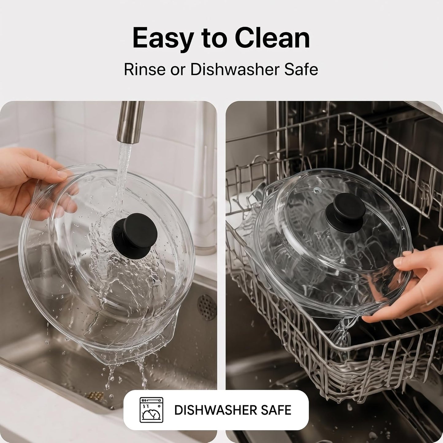 Glass Microwave Splatter Cover for Food,Plate Guard Lid with Ceramic Screw,Plate Splatter Guard Lid with Vent Holes & Easy-Grip Handle,BPA Free, Dishwasher Safe(10in )