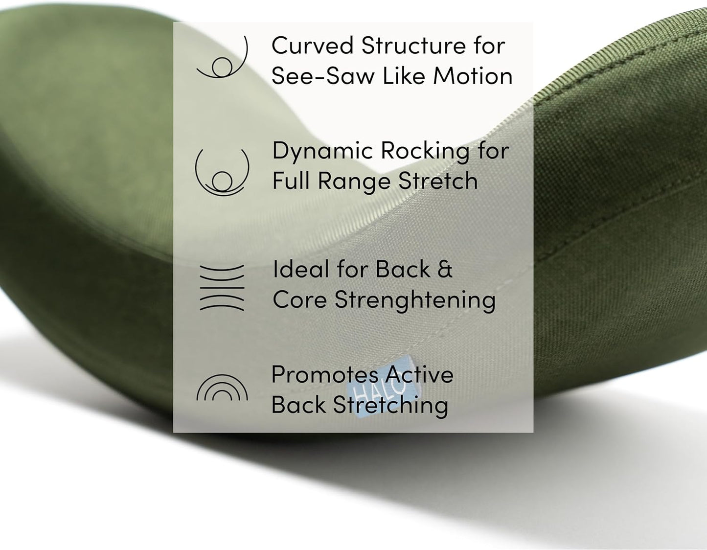 Halo Lumbar Massage Stretcher with 8 Acupressure Nodes for Waist, Hip, and Back Pain Relief, Ergonomically Designed for Active Stretching, Recovery Gift