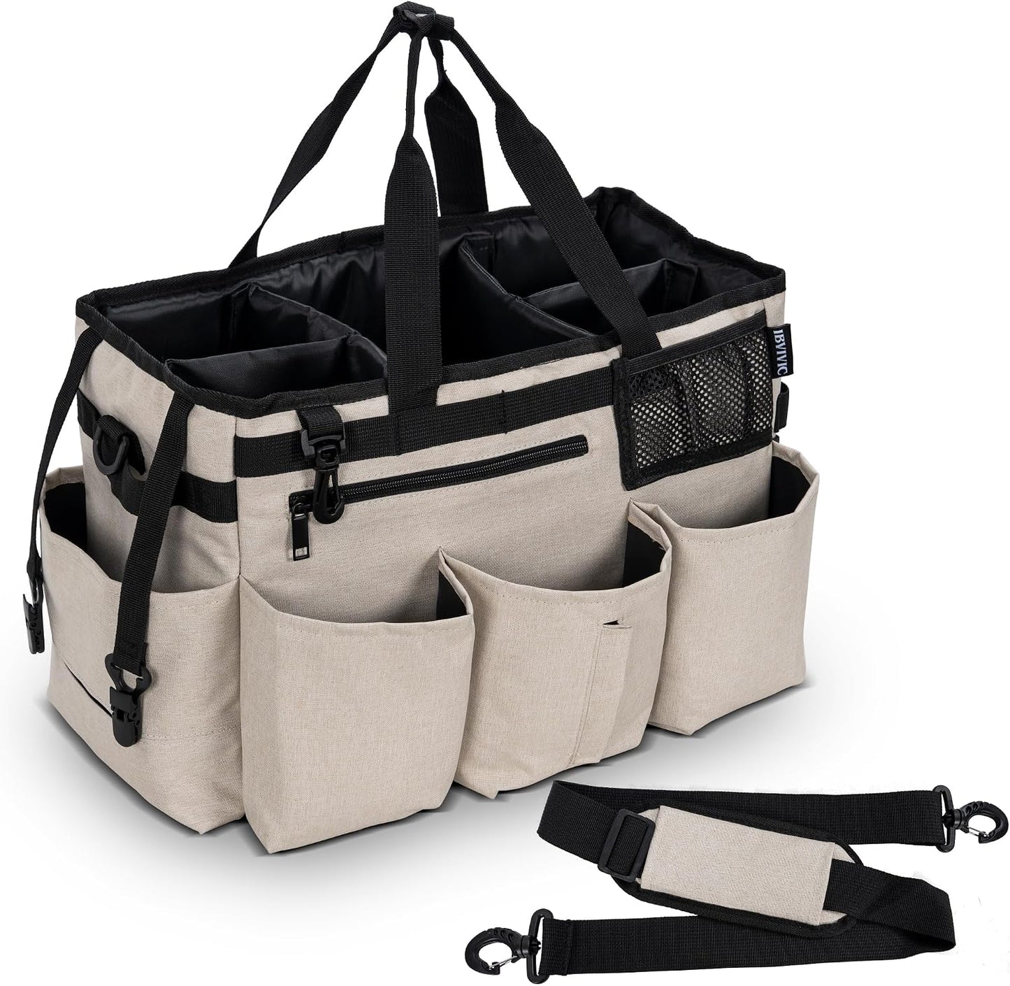 IBVIVIC Wearable Cleaning Caddy Bag for Cleaning Supplies, Black | Cleaning Organizer Tote Bag with Handle & Shoulder Straps Kitchen Cleaning Supplies Storage Bag for Cleaners & Housekeepers