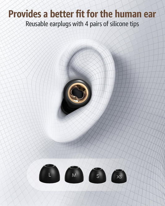 Ear Plugs Noise Cancelling for Sleeping: 45dB Earplugs with 8 Eartips & Ultra-Soft Silicone - Reusable Earbuds for Concerts, Travel, Snoring, Side Sleepers