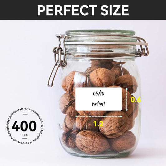 400pcs Removable Labels 1.2 x 0.6 Inch Water Resistant for Bottle