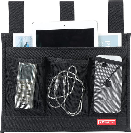 Hanging Bedside Caddy,Bedside Organizer Caddy for Bed Rails(4 Pockets-Black)