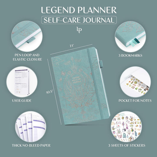 Legend Self-Care Journal – Guided Daily Reflection Journal to Support Mental & Physical Health – Daily Mood, Meditation & Personal Development Notebook – 7.1x10.5”, Lasts 3 Months (Turquoise)