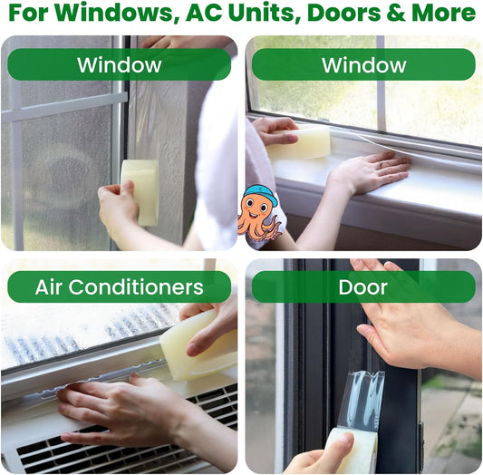 ECOHomes Window Weather Sealing Tape (2 Inch Wide x 90 Ft, Clear) | Weather Stripping Tape, To Stop Drafts Through Window Gaps and AC Units, Insulation Seal for Home and Air Conditioners