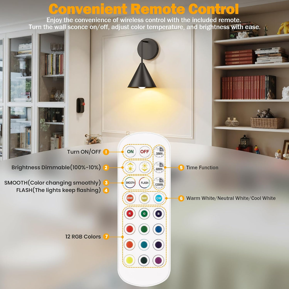 MATAMEYE Rechargeable Wall Sconce Black Wireless Battery Operated Wall Lamp