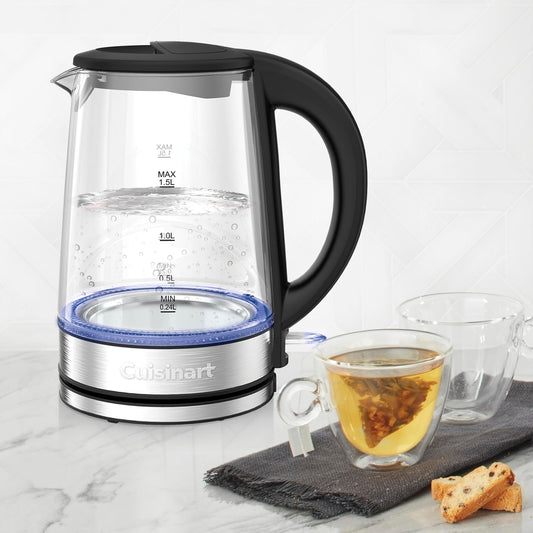 Cuisinart 1.7L Glass Variable Temperature Control Electric Kettle 110°F–212°F with Touchscreen Controls, Illumination, Dual‑Layer Cool‑Touch Design & Nondrip Spout
