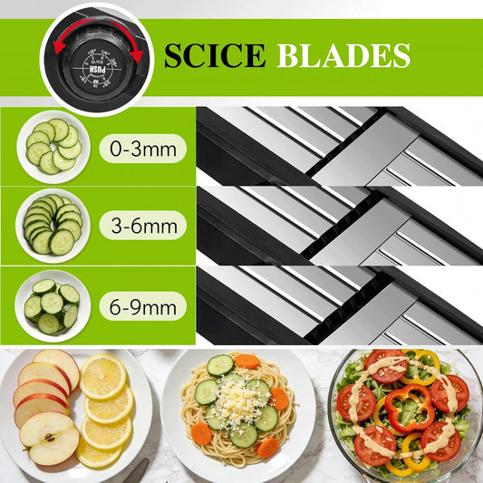 MASTERTOP Mandoline Slicer, 5 in 1 Mandoline Food Slicer, Dishwasher Safe