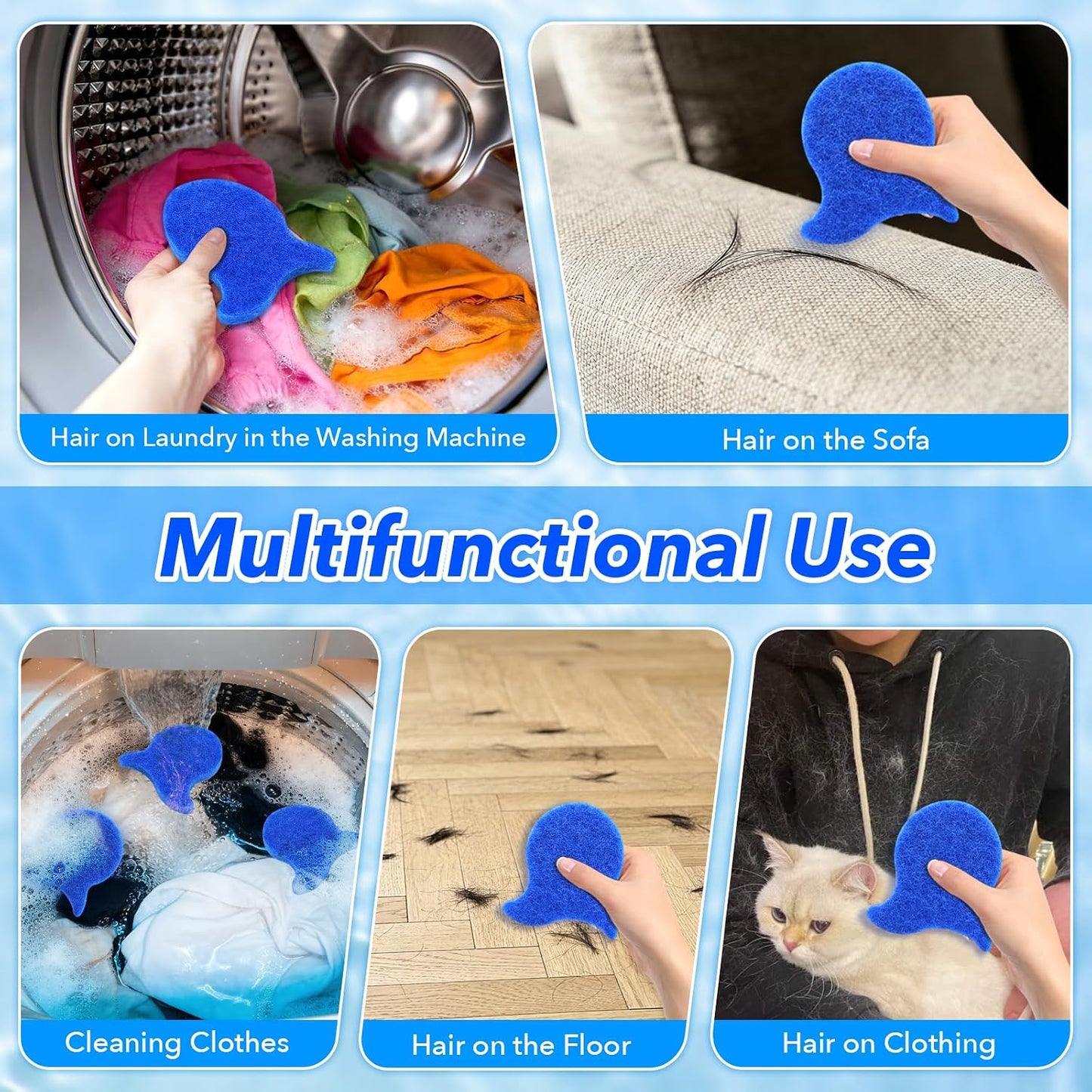 6 Pack Pet Hair Remover for Laundry,Reusable Dog & Cat Hair Remover for Laundry,Effectively Removes Pet Hair, Lint and Dander from Bedding and Clothing, Suitable for Washing Machines, Dryers
