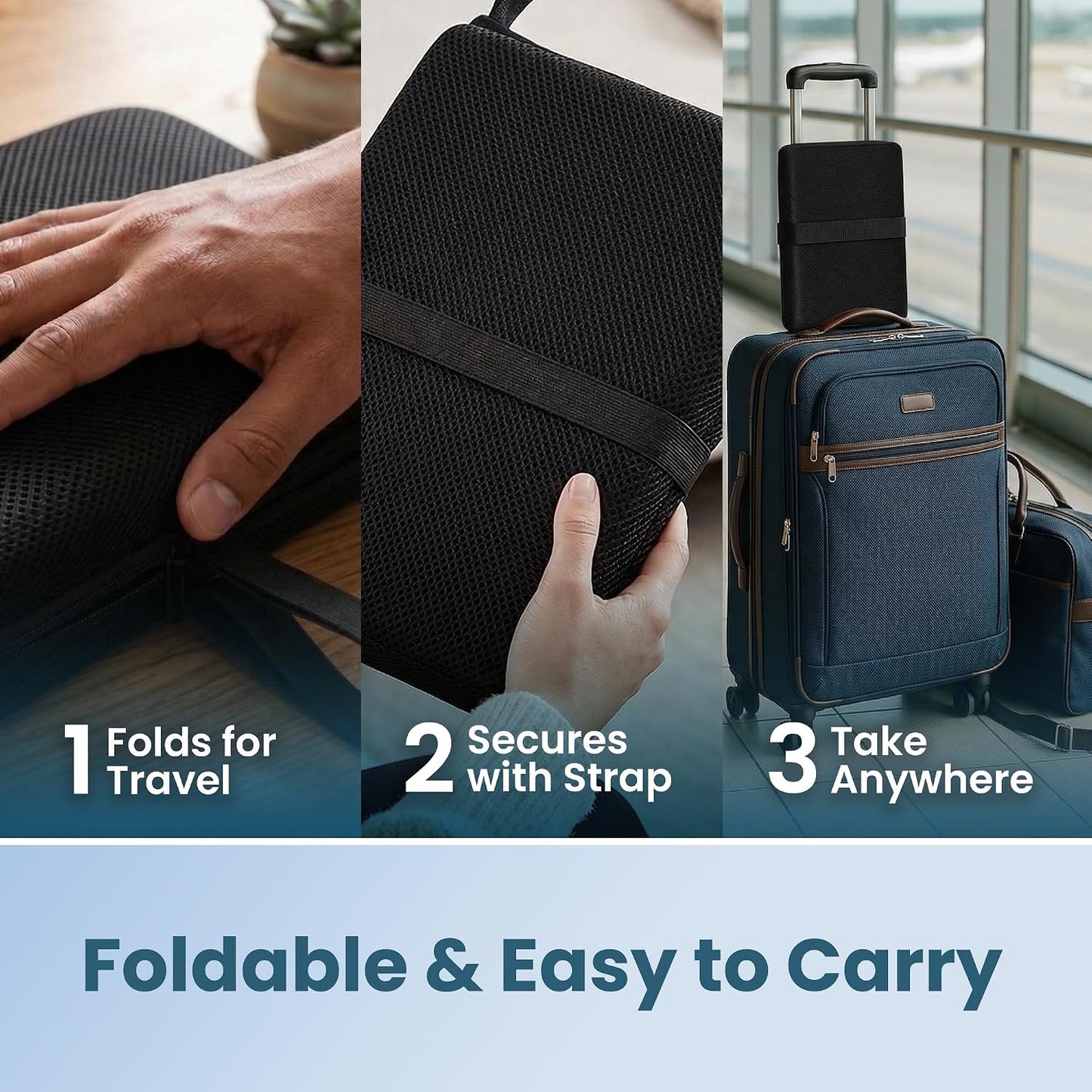 ComfiLife Ergo-Gel Airplane Seat Cushion – Travel Seat Cushion – Compact, Foldable, Portable Comfort