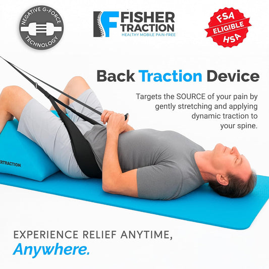 Patented Lower Back Decompression Device (Under 230 lbs) | Lumbar Traction for Spinal Decompression – Patented Stretcher Strap Release for Spinal Rehydration – Lightweight & Portable