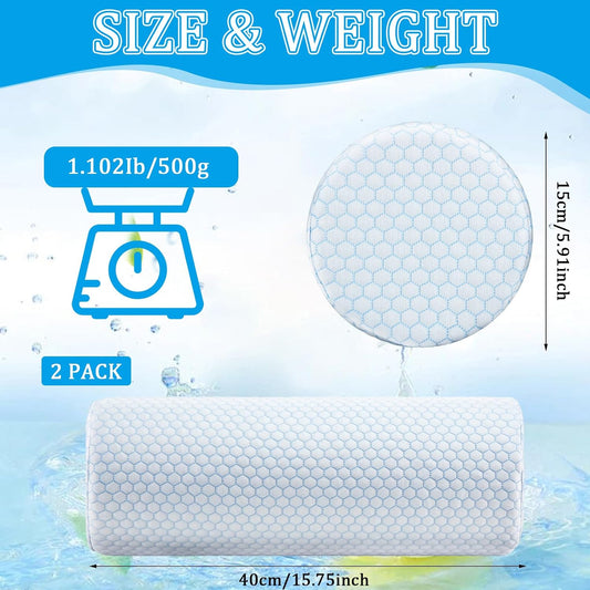 Novabright 2 Pack Cooling Neck Roll Pillow for Pain Relief Memory Foam Round Cylinder Bolster Cervical Round Support Pillow with Washable Breathable Cover for Sleeping(18 x 4 Inch)