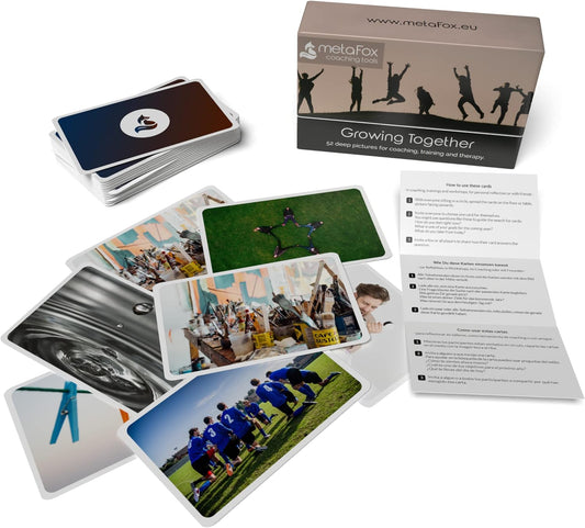 metaFox Coaching Picture Cards | Growing Together | Conversation Cards for Ice Breakers and Team Building Activities | Motivational Postcards for Your Next Coaching and Training Sessions