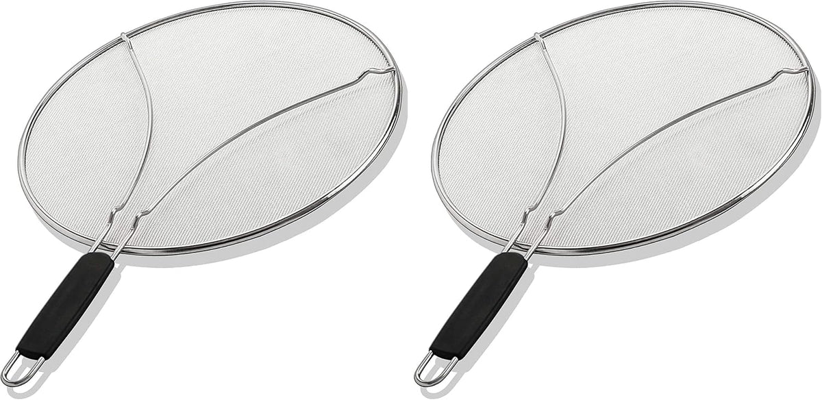 Splatter Screen for Frying Pan - 15 Inch Stainless Steel Grease Splatter Guard - Cover Oil Splash when Sizzling Bacon, Cooking Fried Chicken or Popcorn