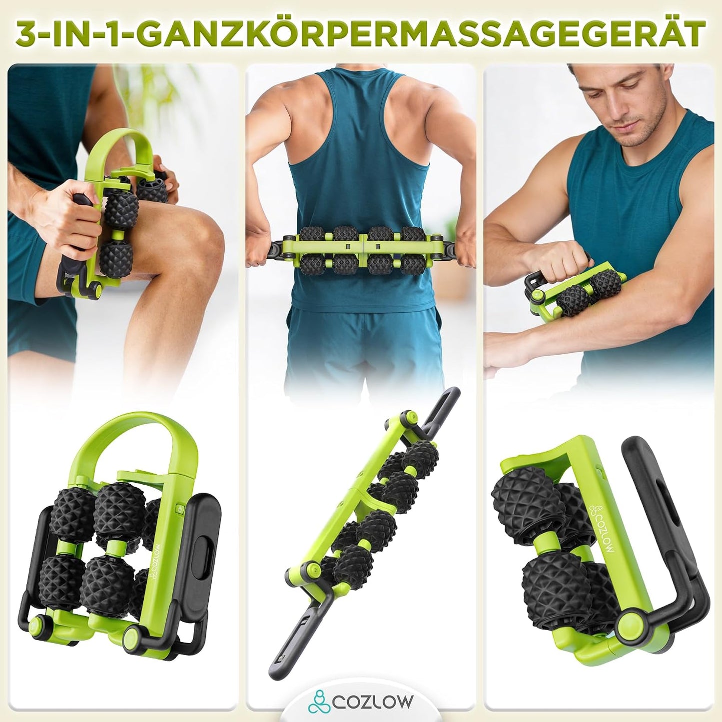 COZLOW Dual Sided Muscle Roller - Cellulite Massager for Arms and Legs - Flexible Massage Tool - Effective Sculpting Massage for Thighs, Butt