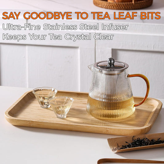 Glass Teapot with Removable Infuser, 32 oz (950 ml) | Borosilicate Glass Tea Pot for Loose Leaf Tea Steeper, Blooming Tea Maker and Brewer, Ideal Gift for Tea Lovers