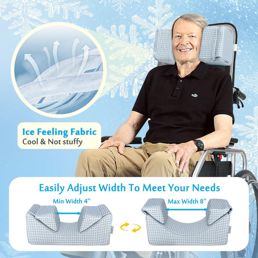 AOSSA Wheelchair Headrest Neck Stabilizer Head Support Pillow for Recliner High Back Wheelchair Head Positioning Wedge Neck Support Positioner Keep Head Straight Medical Foam Wedge
