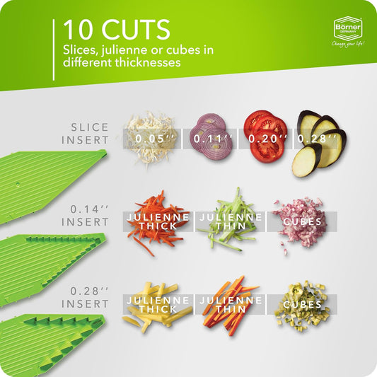 Mandoline Food Slicer Börner V5 (Starter Set) by Reston Lloyd • V-Slicer with Food Holder • Made in Germany • Fruit & Vegetable Chopper • Multiple Settings • Color: Red