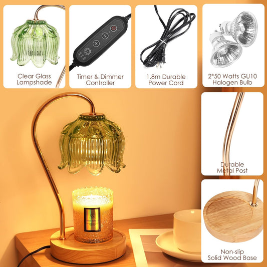Flower Candle Warmer Lamp with Timer & Dimmer
