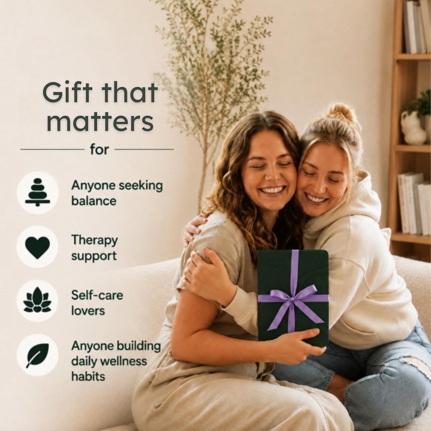 Guided Mental Health Journal and Mood Tracker for Women and Men - Daily Wellness Journal with Prompts, Anxiety Relief Therapy Notebook, Self Care Feelings Tracker, Planner with Productivity App