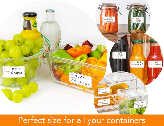 Removable Refrigerator Freezer Labels with Dispenser Box, Meal Prep Food Storage Stickers for Deli Containers, Waterproof Kitchen Pantry Organization Label