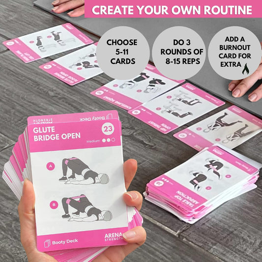 Workout Cards - Instructional Fitness Deck for Booty Band Workouts, Beginner Fitness Guide for Resistance Band Training Exercises at Home. Includes Workout Routines.