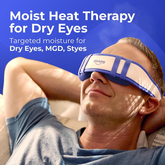 Moist Heated Eye Mask for Dry Eyes | Microwavable Warm Compress with No-Pressure Eye Wells & Adjustable Strap, Reusable, for Blepharitis & Stye Relief